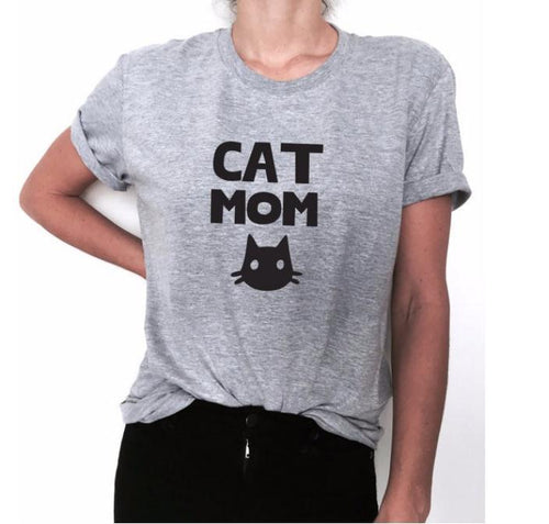 Cat Mom Letter Print T Shirt