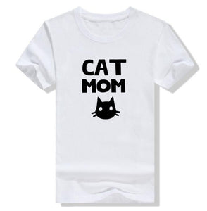 Cat Mom Letter Print T Shirt