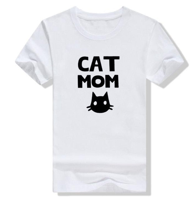 Cat Mom Letter Print T Shirt