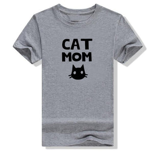 Cat Mom Letter Print T Shirt