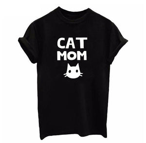 Cat Mom Letter Print T Shirt