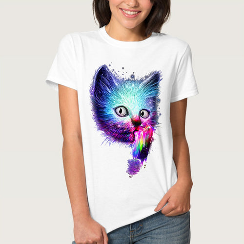Galaxy Cheshire Cat Print T Shirt