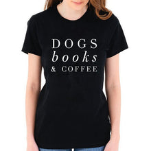 Load image into Gallery viewer, DOGS Books Coffee Letter Print T Shirt
