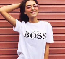 Load image into Gallery viewer, Yes Boss Letter Print T Shirt
