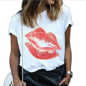 Sexy Red Lip Print T Shirt