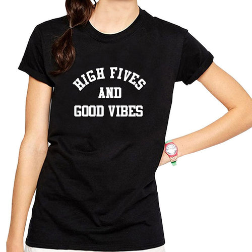 High Fives Letter Print T Shirt