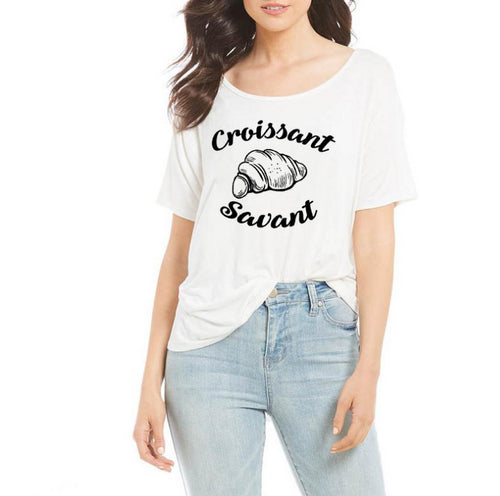Croissant Swant Letter Print T Shirt