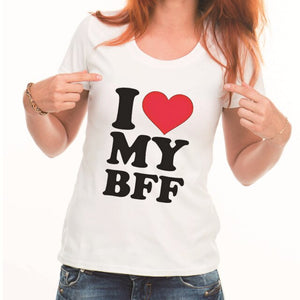 I Love My Bff Letter Print T Shirt