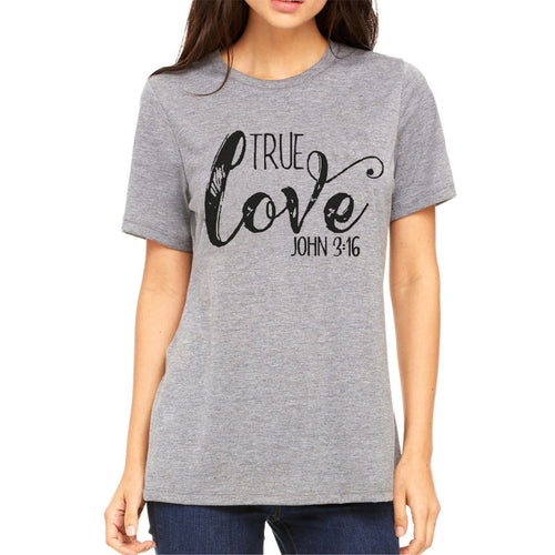True Love JOHN Letter Print T Shirt