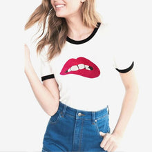 Load image into Gallery viewer, Funny Green Lip Print T Shirt