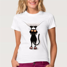 Load image into Gallery viewer, Funny Black Cat Print T Shirt