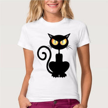 Load image into Gallery viewer, Funny Black Cat Print T Shirt
