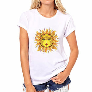 Gold Sun Flower Print T Shirt