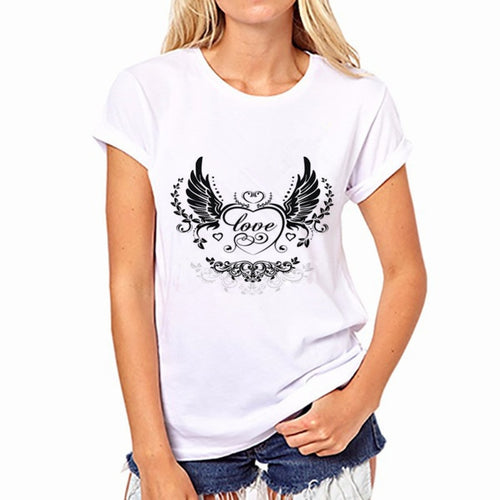Heart Wing Print T Shirt