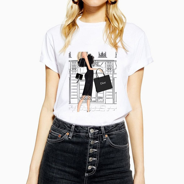 Fashion Elegant Shopaholic Ladies T-Shirt
