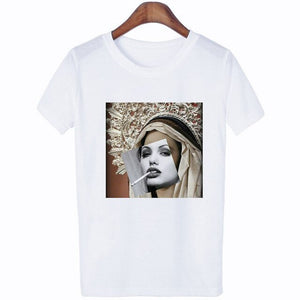 Mona Lisa Cartoon Fun Funny Printed T-shirt