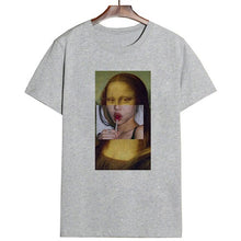 Load image into Gallery viewer, Mona Lisa Cartoon Fun Funny Printed T-shirt