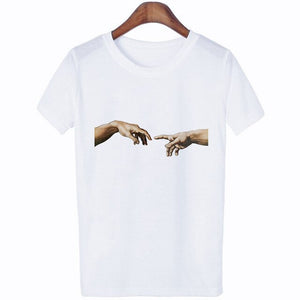 Mona Lisa Cartoon Fun Funny Printed T-shirt