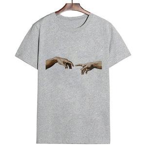 Mona Lisa Cartoon Fun Funny Printed T-shirt