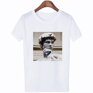 Mona Lisa Cartoon Fun Funny Printed T-shirt