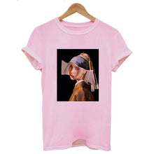 Load image into Gallery viewer, Mona Lisa Cartoon Fun Funny Printed T-shirt