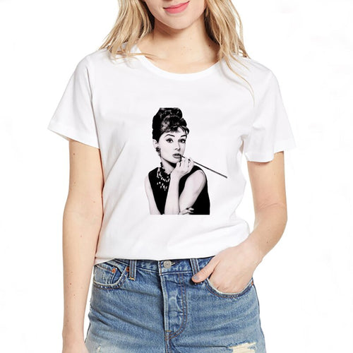 Women Fashion Audrey Hepburn  t-Shirt