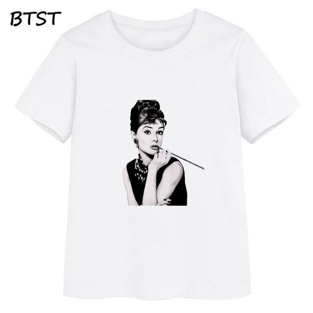 Women Fashion Audrey Hepburn  t-Shirt