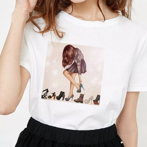 New Arrival Fashion Lady High Heel Shoes T-Shirt